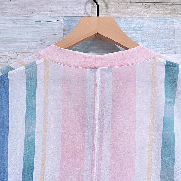 RAILS Thea Striped Tie Front Top Blue Pink Pastel Dolman Half Sleeve Womens XS - Picture 5 of 8